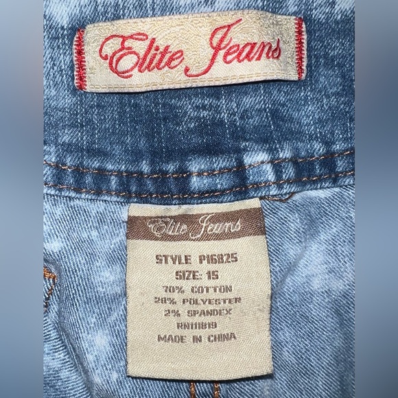 Elite Jeans~High-waisted, acid-washed light denim jeans; size 15 - Picture 7 of 8